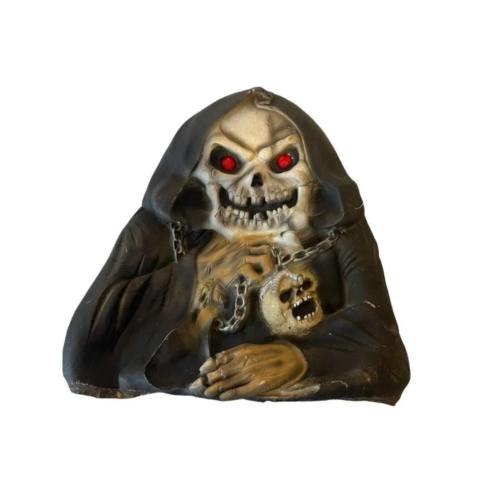 Grim Reaper Glow Eyes Halloween Skull Chain Easter Unlimited Vtg Rubber Prop